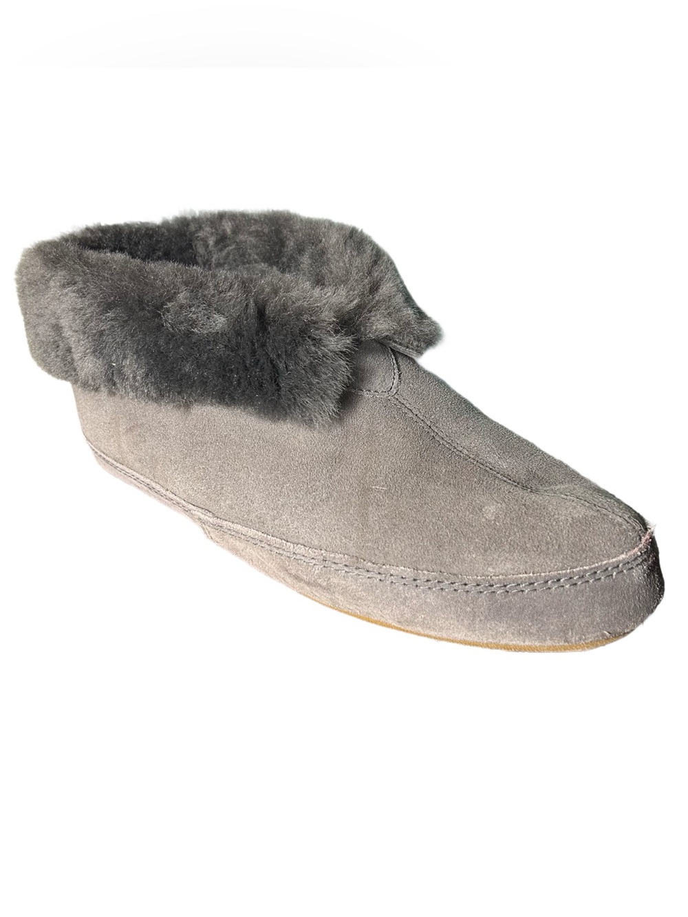 Overland Slippers Size 9 Emma Sheepskin Gray Suede Shearling Lined Slip On